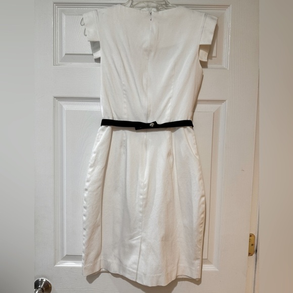 Boston Proper White Cap sleeve Textured Dress w/ rhinestone belt.Bridal shower💟 - Picture 5 of 5